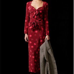 REBECCA DE RAVENEL Zaza red silk crepe midi dress, 2.